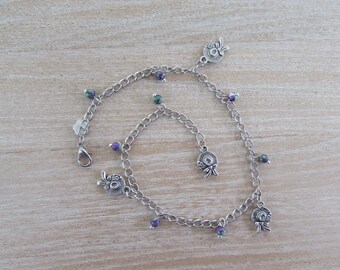 Anklet mesh horse and natural stones "Capelli"