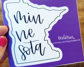 Laptop Sticker, Vinyl Sticker, Minnesota State, Minnesota Sticker, Cool Sticker, Hydroflask Sticker, States, Gift for Him, Gift for Her