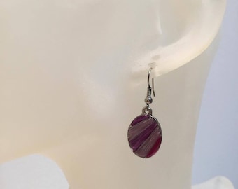 Purple enamel charm earrings
