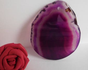 Purple agate slice pendant 53 x 43 x 0.5 mm