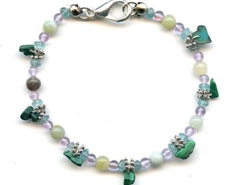 Bracelet, malachite, Amethyst, amazonite and apatite
