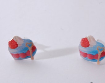 Blue raspberry macaron studs/posts