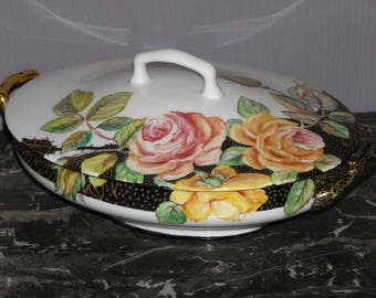 Porcelain painted roses jewelry box