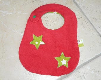Red and green - reversible bib with stars