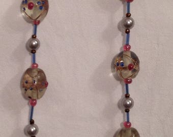 Golden Venetian glass beads necklace