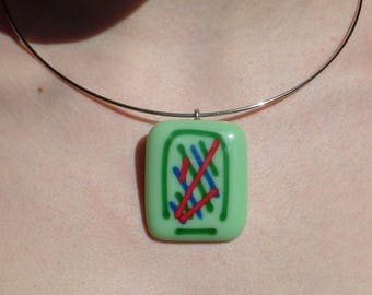 "Garden Party" pendant in fused glass, unique creation