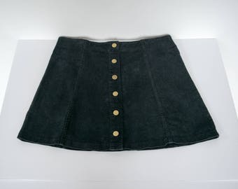 Black Vintage Corduroy Skirt