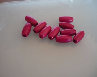 10 olive 15 mm x 7 mm pink wooden beads