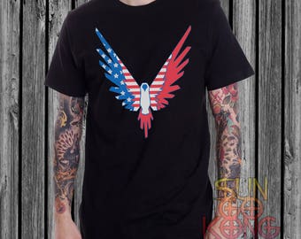 Maverick Bird Logo Flag Logan Paul Black Tee Shirt Inspired by Logan Paul T Shirt