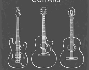 Download Guitar clipart | Etsy