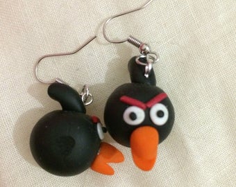 Earring from the game angry bird black