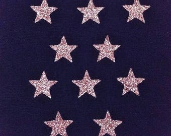 10 stars hot-melt glittery gold 15x15mm