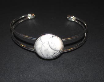 Gray Picasso on metal circle Jasper gemstone bracelet