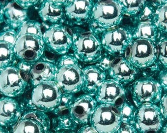 10 6mm Plastic beads - blue ice