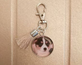 Keychain cabochon resin epoxy cute puppy charm
