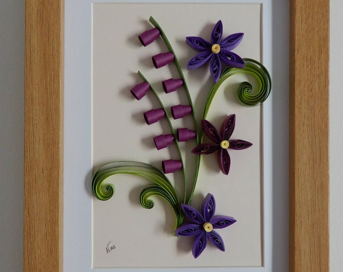 paper quilling flower art, flower wall decor,purple flowers, house warming, home decor,gift for her, mothers day,nice gift