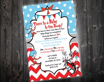 Dr Seuss Baby Shower Invitation, Dr Seuss Cat in the Hat Party Invitation, Baby Boy Baby Girl Shower Invitation, Printable Invitation