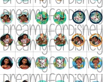 Moana bottle cap images 1 inch 25 mm printable images instant download