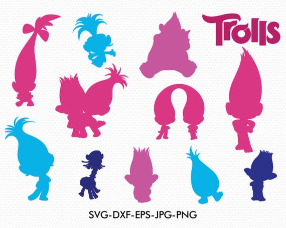 Trolls silhouettes svg Trolls silhouette clipart EPS png jpg