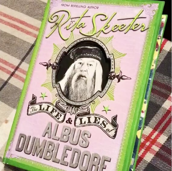 Life and Lies of Albus Dumbledore COVER and pages from the