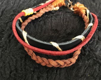 Tri-strand leather bracelet