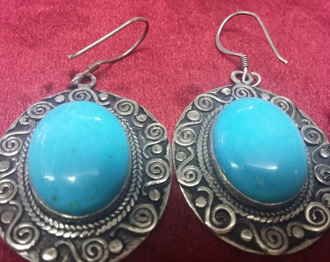 Jewelry earrings silver jewelry pure turcoise 925 silver berber silver earrings gift jewelry for her