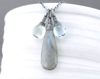 Labradorite Necklace Gemstone Pendant Necklace Boho Necklace Sterling Silver Pendant Necklace Handmade Gemstone Jewelry - Ana