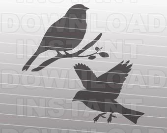 Birds SVG File Cutting Template - Silhouette Vector Clip Art for Commercial and Personal Use - Cricut, SCAL, Cameo, Sizzix, Pazzles, Vinyl