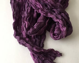 Purple Silk Scarf Hand Dyed Shawl Wrap OOAK