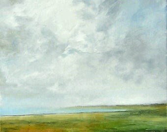 Landscape Oil Painting CUSTOM 36x36 Large Modern Abstract Sky Cloud BAY ART by J Shears