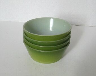 Vintage Fire King Avocado Green Small Bowls Set of 4