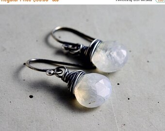 Moonstone Drop Earrings, Moonstone Jewelry, Dangle Earrings, Rainbow Moonstone,