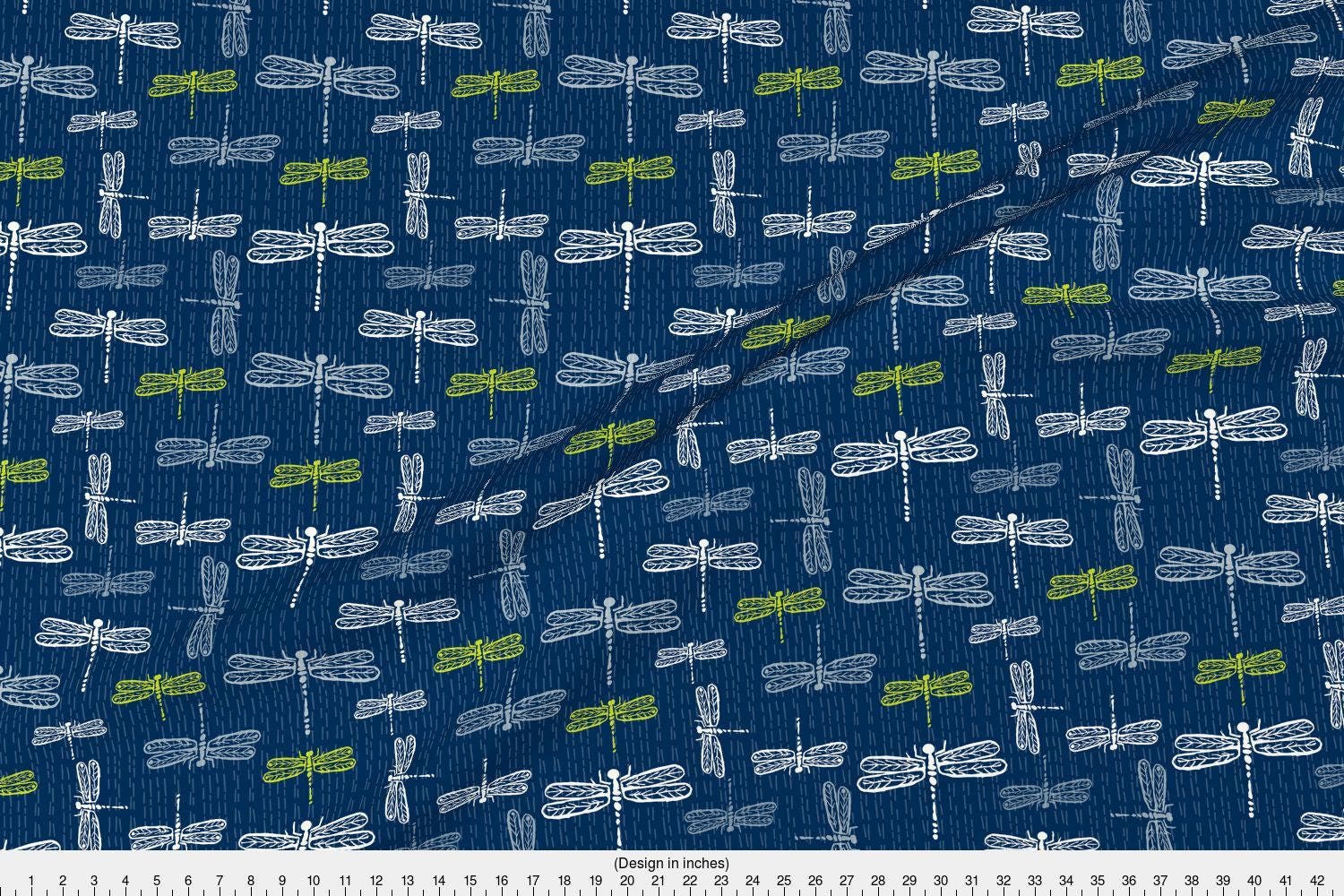 Dragonfly Fabric - Dragonflies Navy Lime By Teresamagnuson - Dragonfly ...