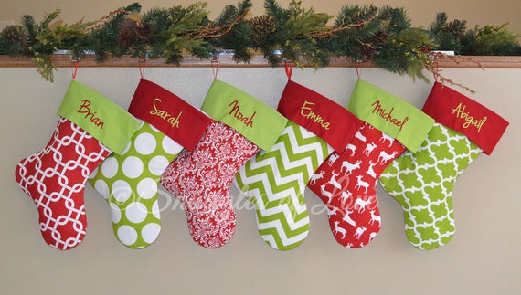 Embroidered Christmas Stocking Set PERSONALIZED Christmas