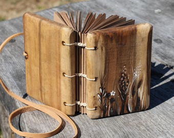 Coptic stitched Rustic wood journal Maedow