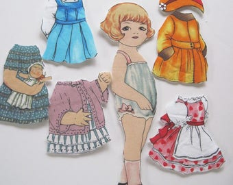 Child's Fabric Paper Doll playset travel church toy Original Rare fabric Olivia