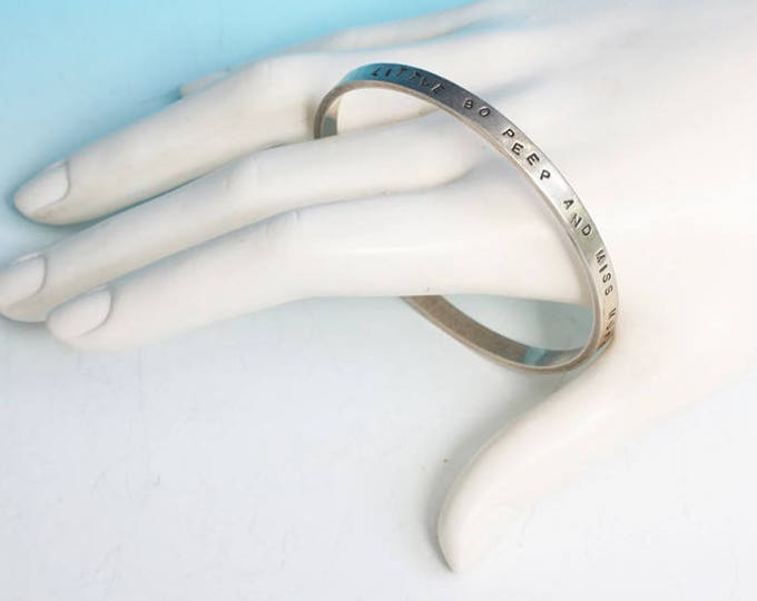 Little Bo Peep Miss Muffet Bangle Bracelet Sterling Silver Nursery Rhyme Vintage