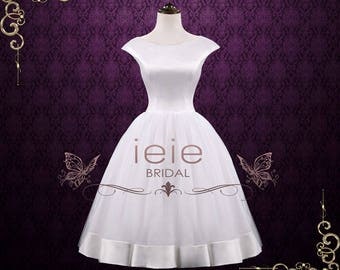 Audrey Hepburn Retro Tea Length Wedding Dress, Vintage Wedding Dress, Short Wedding Dress, White Wedding Dress | Audrey