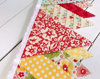 Bunting Banner,Nursery Decor,Garland,Photography Prop,Birthday Decoration,Home Decor,Flowers,Floral,Birds,Pink,Red,Yellow,The Sweetest Thing