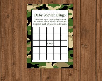 Camo Boy Baby Shower, Camo Baby BINGO, Camouflage Baby Shower, Instant Download, Camouflage Baby Bingo