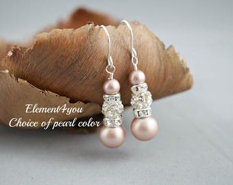 EARRINGS - Bridal Earrings Bridal Jewelry Bridesmaids Gift Wedding Bridal Party Gift Bridesmaids Jewelry Ivory White Champagne Pearl