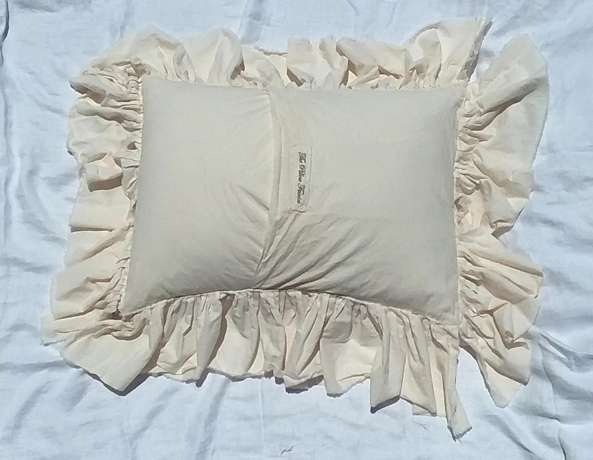 Muslin Burlap ruffled pillow sham FARM & FAMILY pillow