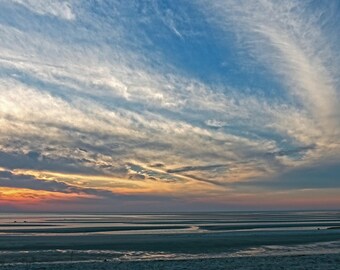 Sunset Photography, Cape Cod Photography Beach scape, Nature, Coastal, Sky, Landscape, Wall Art, Home Decor, Skaket Beach, Orleans MA