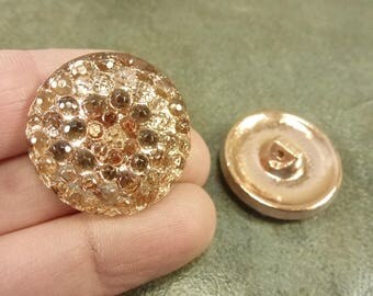 Copper Honeycomb Czech Pressed Glass 27mm Button Wrap Bracelet Closure ONE button
