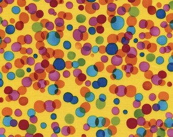Timeless Treasures Paradise Yellow Polka Dots Fabric - 1 yard -
