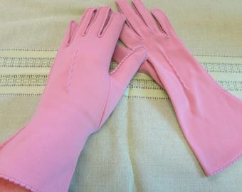 Vintage Dusty Rose VAN RAALTE Nylon Women's Gloves - Costume Gloves, Halloween Gloves Size 6 1/2