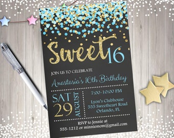 Sweet 16 Invitation Sweet Sixteen Birthday Invite