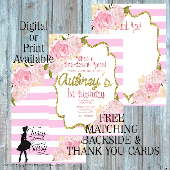 Pink Birthday Party Inviation, Elegant Birthday Party, Pink Glitter Party Invitation, DIY Print Party Inviation, first Birthday invite 007