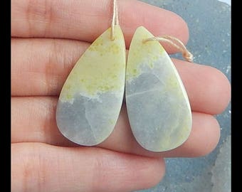 Teardrop Gemstone Serpentine Gemstone Earring Bead,32x16x3mm,5.6g