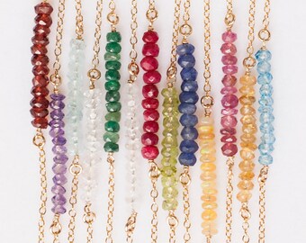 Layering Necklaces, Natural Gemstone Bar Choker, Birthstone Necklace, Delicate Gemstone Necklace, Bead Bar Necklace, Crystal Necklace